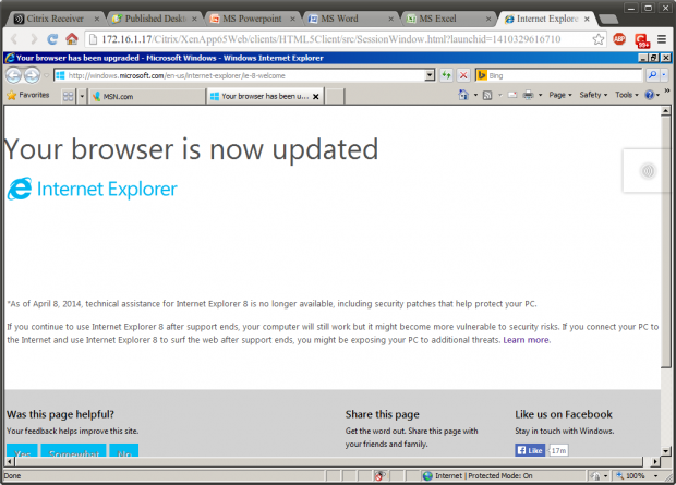Receiver HTML5 IE
