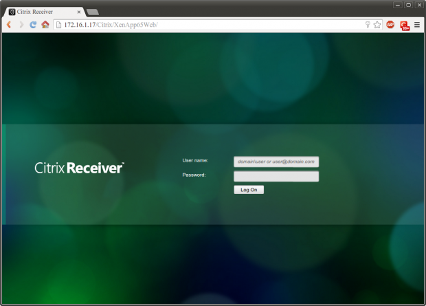 Receiver HTML5 Login Screen