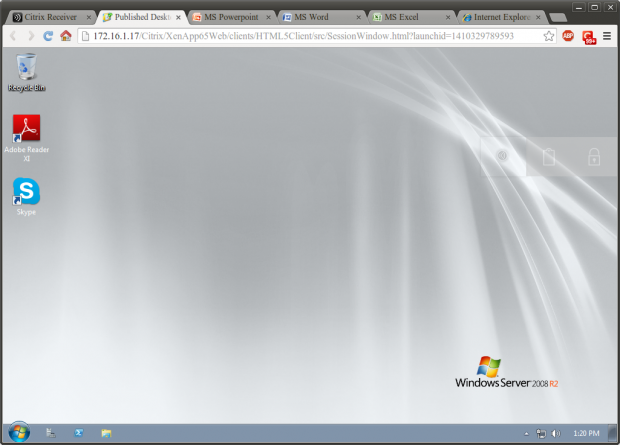 Receiver HTML5 Published Desktop