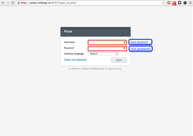 3 - Login Plesk