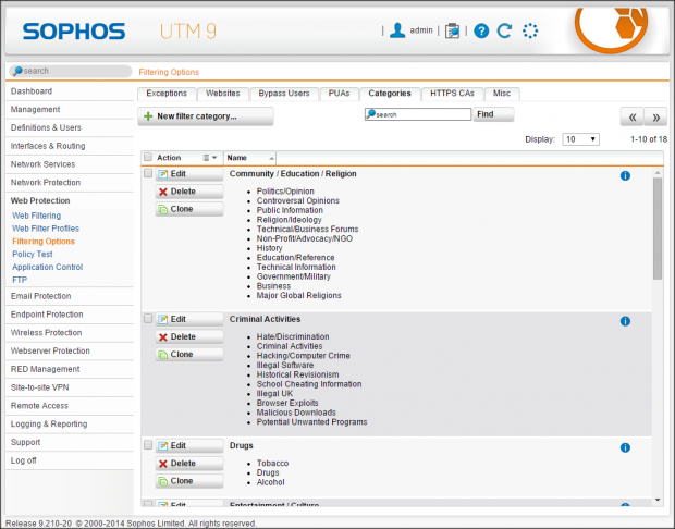 3-Sophos UTM Home-Web Protection-Filtering Options-5