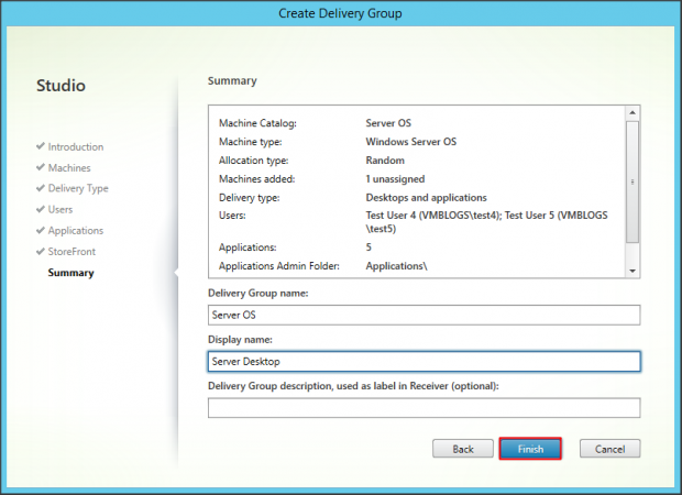 Delivery Group Server  OS - 6