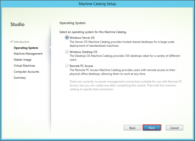 Machine Catalog Server OS - 2